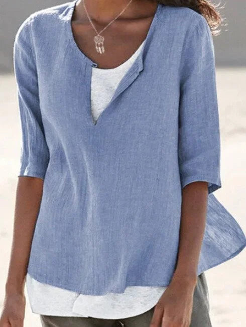 Women's Casual Half Sleeve Blouse | V-Neck