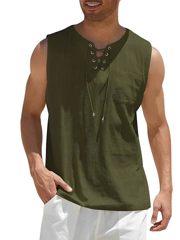 Men’s Lace-Up Tank Top | Sleeveless