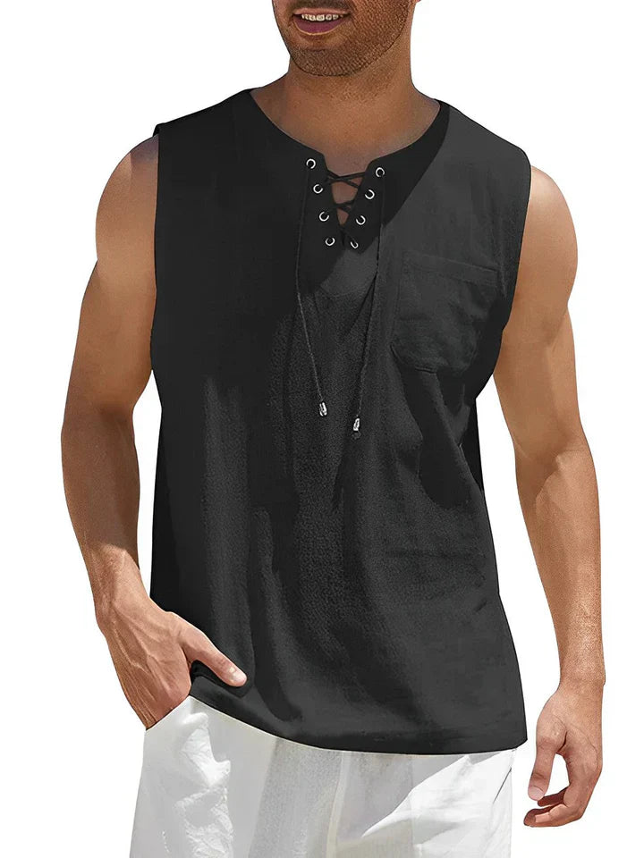 Men’s Lace-Up Tank Top | Sleeveless