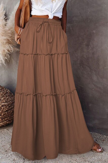 Women's High Waist Tiered Maxi Skirt | Boho