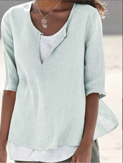 Women's Casual Half Sleeve Blouse | V-Neck