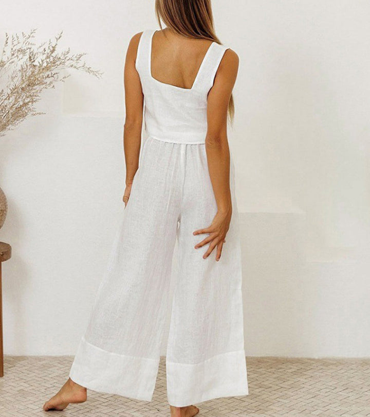 Women's Square Neck Top and Wide Leg Pants Set | Minimalist