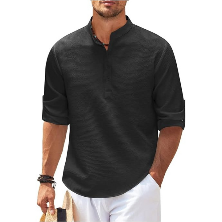Men's Half-Button Shirt | Stand-up Collar