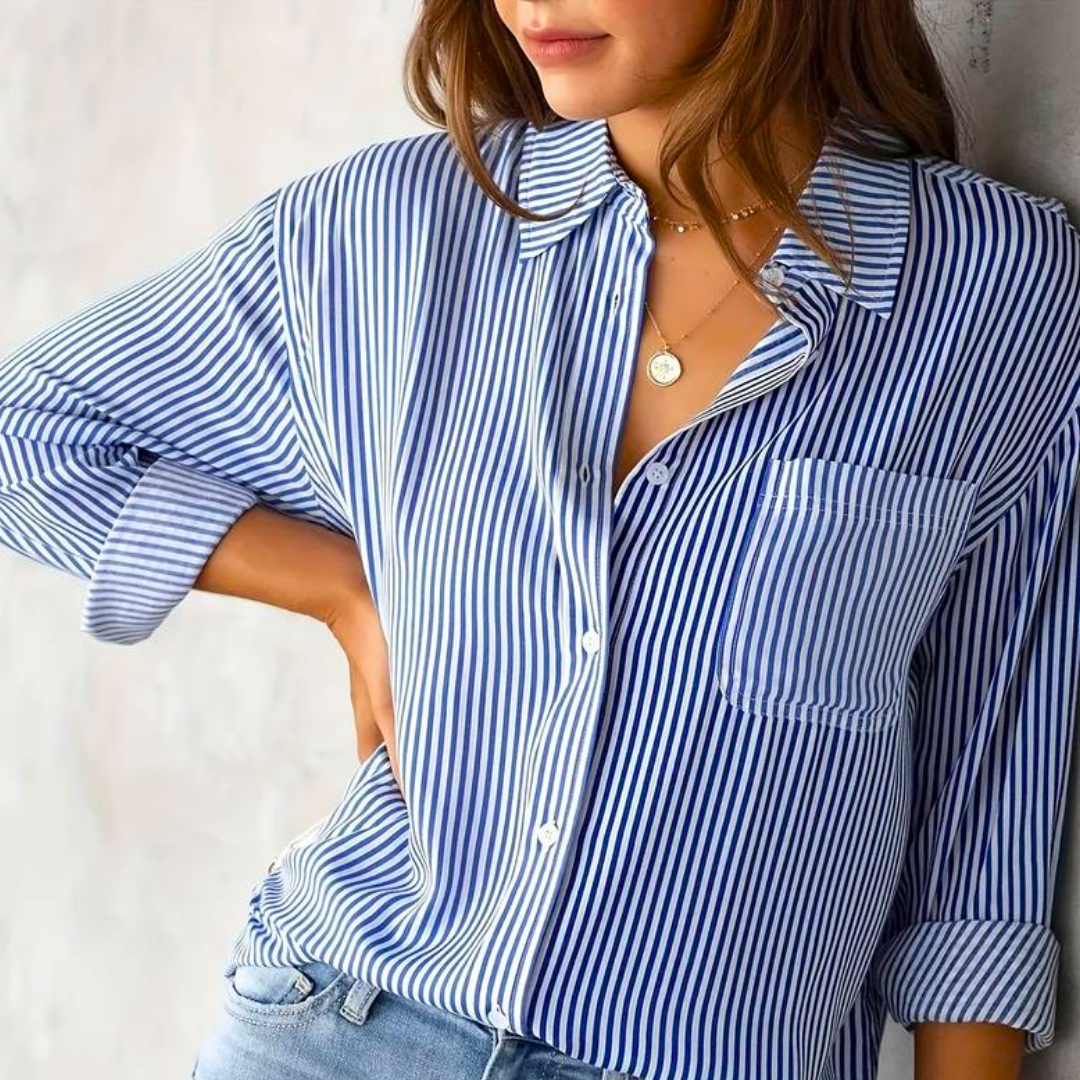 Women's Casual Button-Down Long Sleeve Shirt | with Chest Pocket