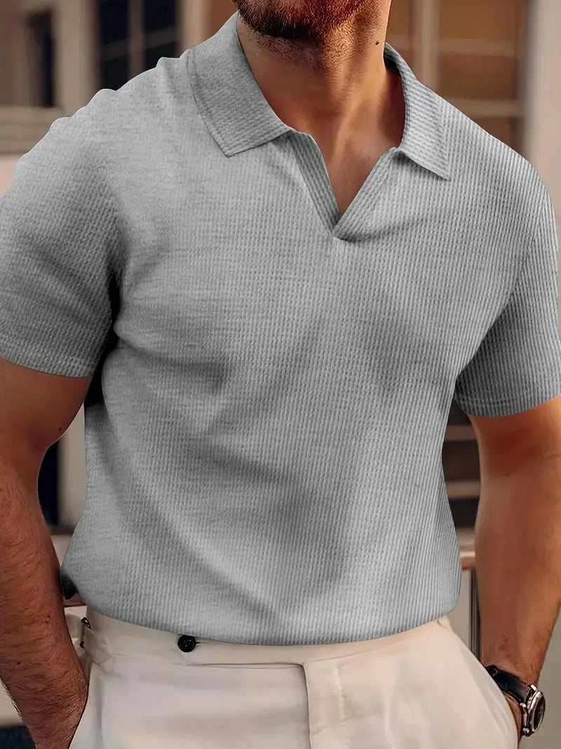 Men's Casual Textured Polo Shirt | Short Sleeves