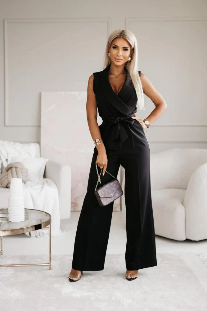 Women's Formal V Neck Jumpsuit | Wide Leg