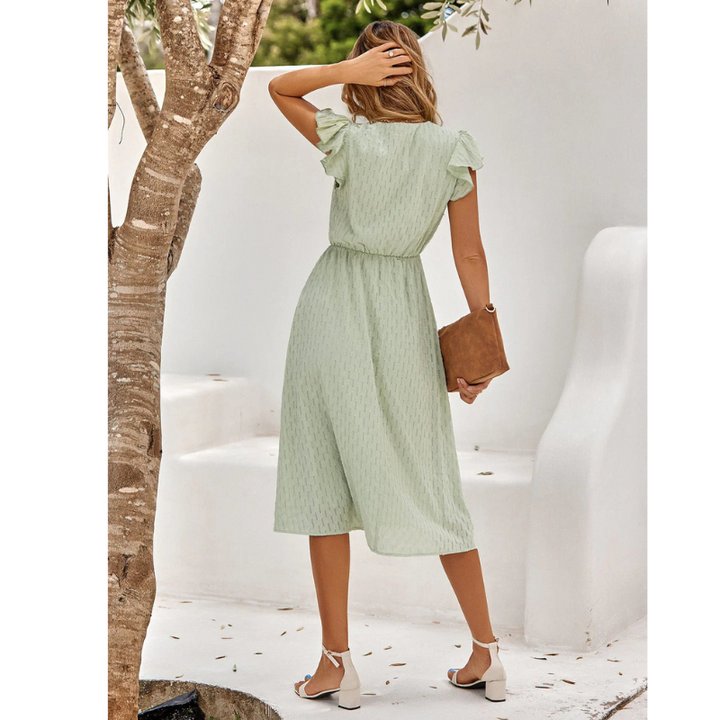 Women's Ruffled Sleeves A-line Dress | Midi