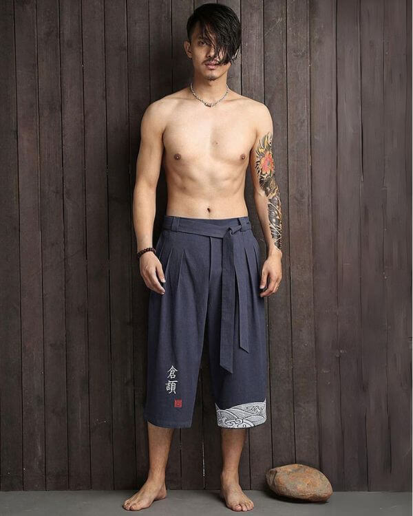 Men’s Wide-leg Cropped Hakama-style Short | Tie Waist