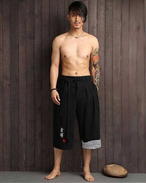 Men’s Wide-leg Cropped Hakama-style Short | Tie Waist