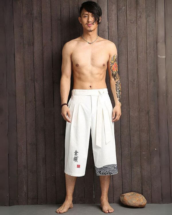 Men’s Wide-leg Cropped Hakama-style Short | Tie Waist