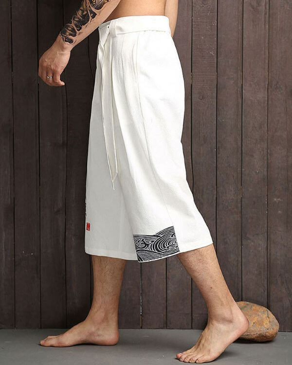 Men’s Wide-leg Cropped Hakama-style Short | Tie Waist