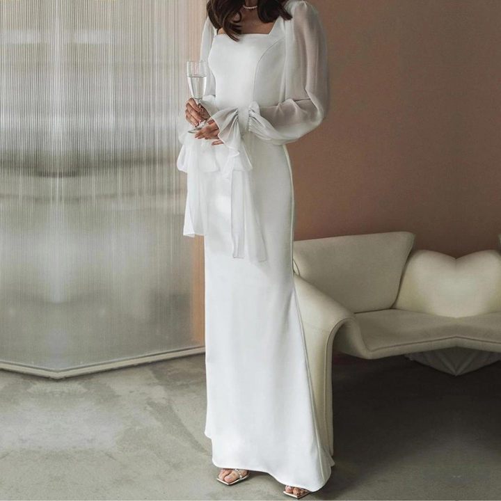 Women's White Long Sleeve Wedding Dress | Maxi