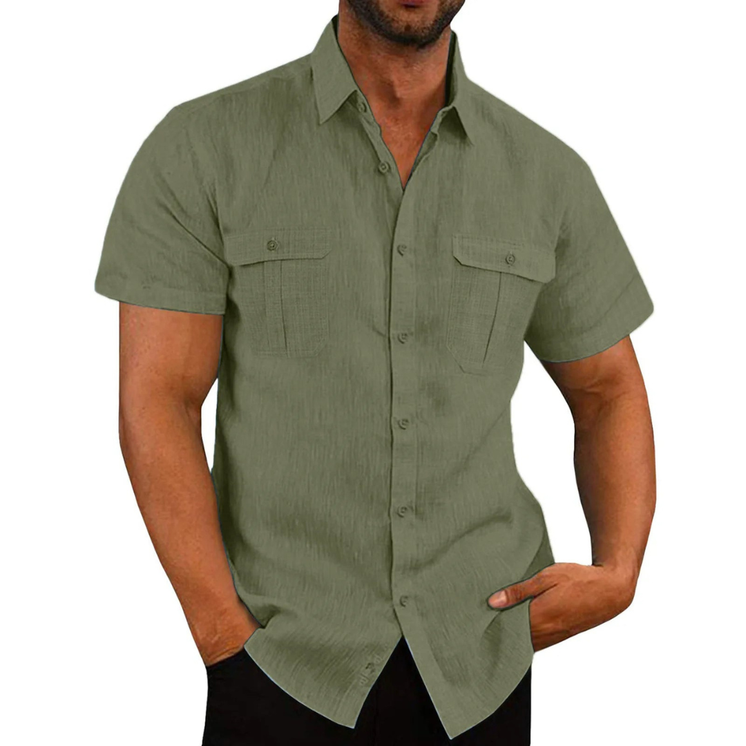Men’s Short Sleeve Button-Up Shirt | Double Pocket