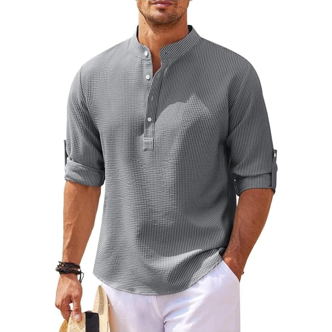 Men's Half-Button Shirt | Stand-up Collar