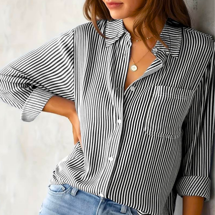Women's Casual Button-Down Long Sleeve Shirt | with Chest Pocket