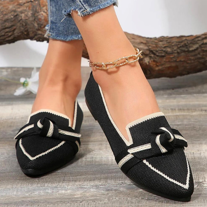 Women’s Pointed Toe Flat Loafers | Bow Details