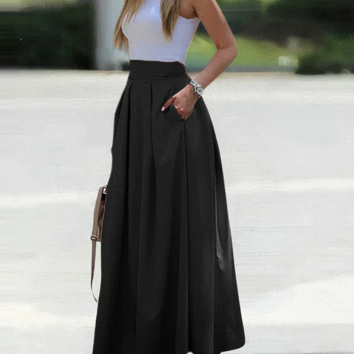 Women's Pleated High Waisted A Line Skirt | Maxi