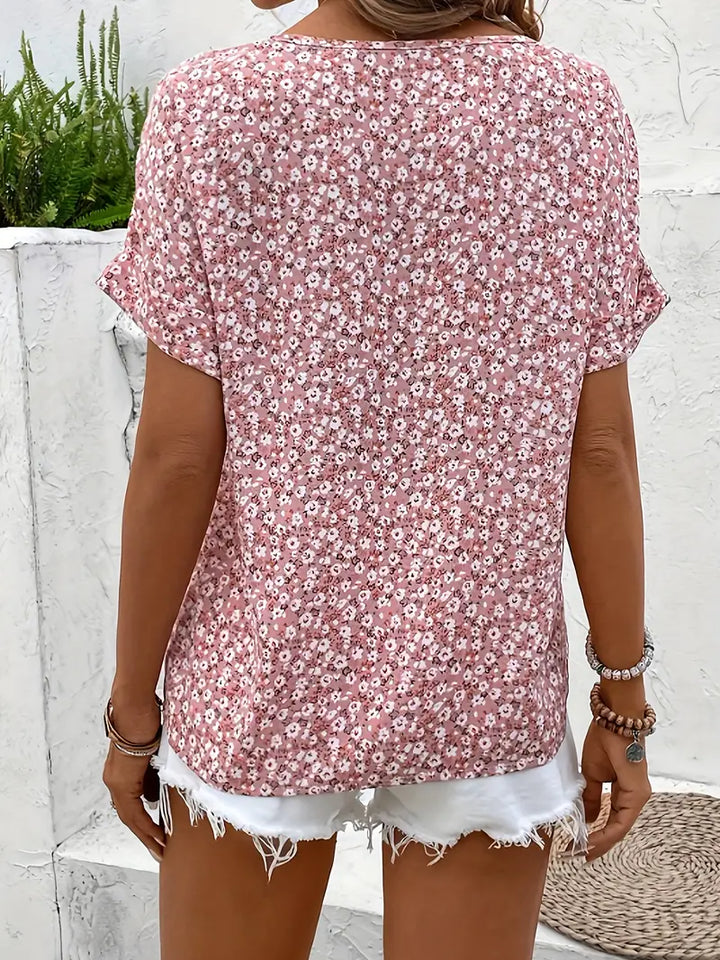 Women's Button Up Floral Blouse | Short Sleeve