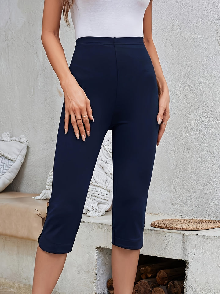 Women's High-waisted Leggings | Button Hem
