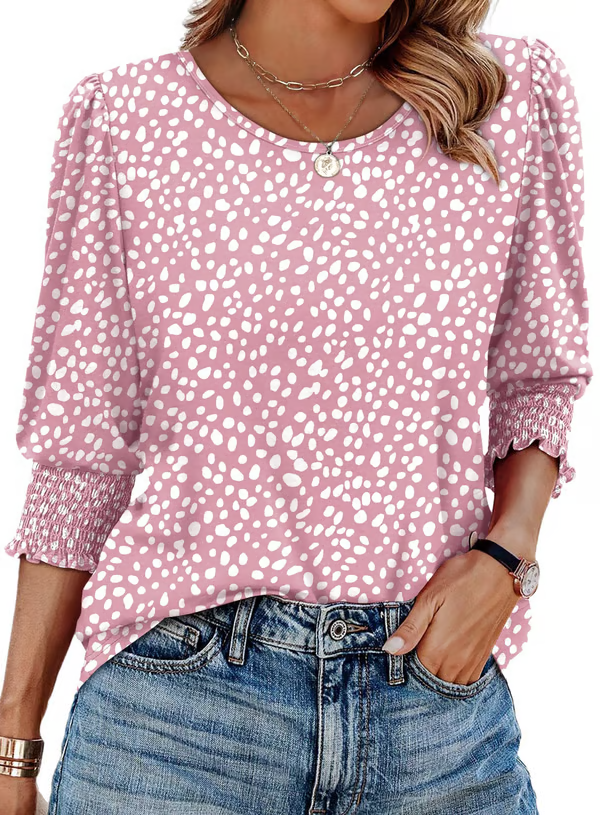 Women's 3/4 Sleeves Printed Top | Round Neck