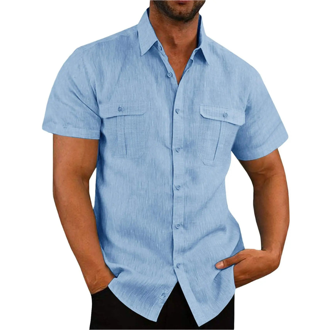 Men’s Short Sleeve Button-Up Shirt | Double Pocket