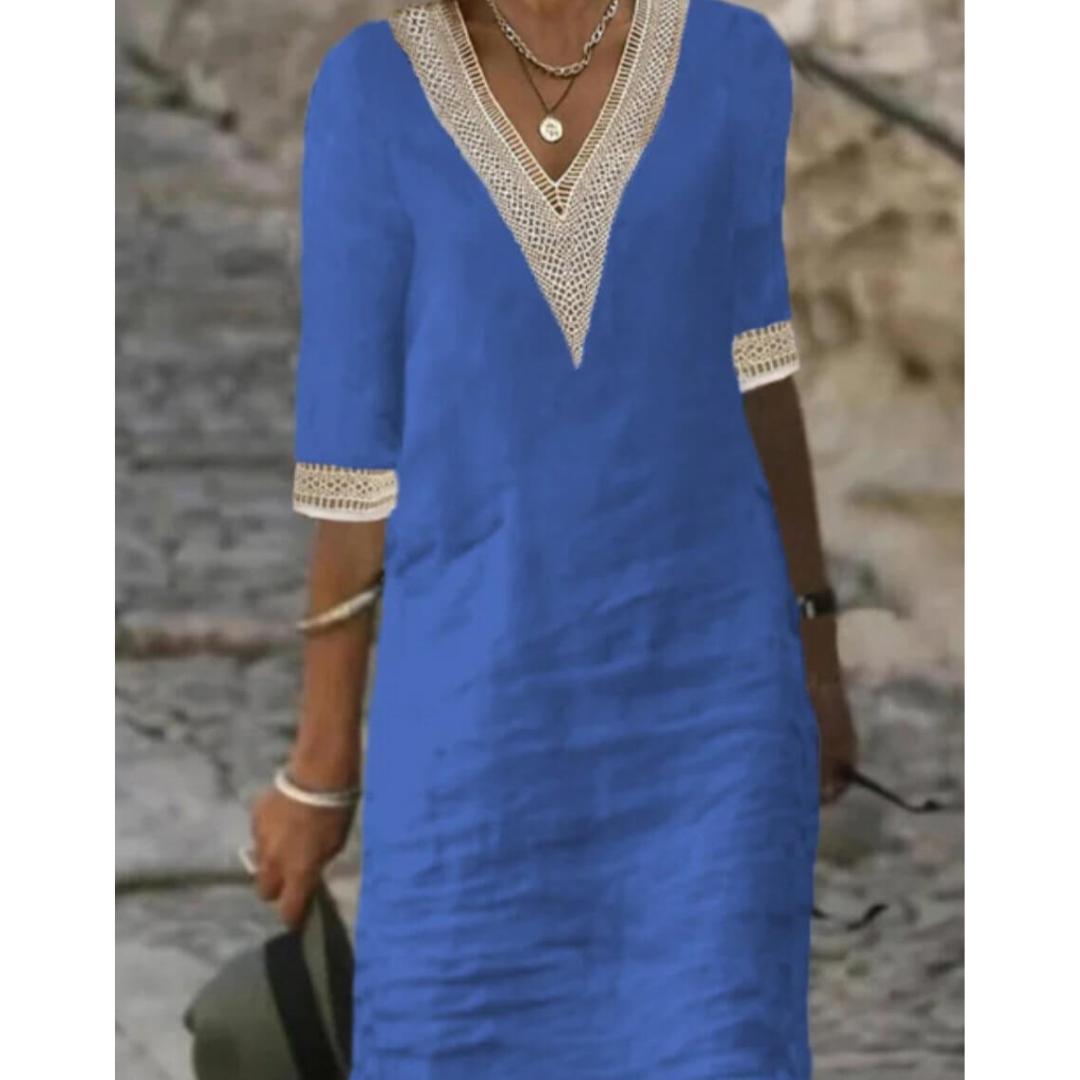 Women's 3/4 Sleeves V Neck Casual Dress | Mini