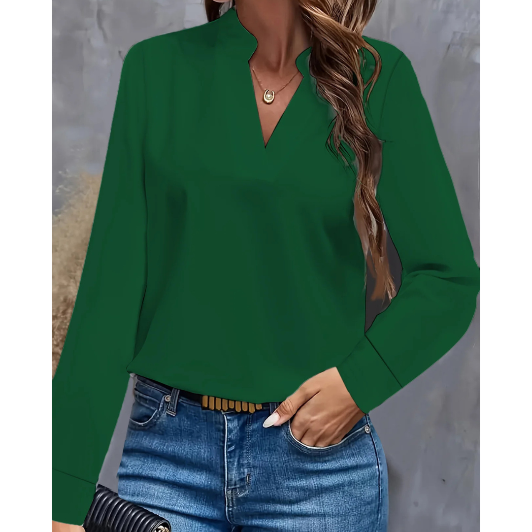 Women's Long Sleeve Formal Blouse | V Neck