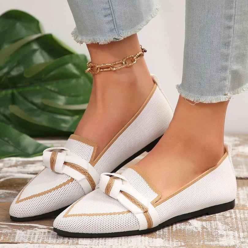 Women’s Pointed Toe Flat Loafers | Bow Details