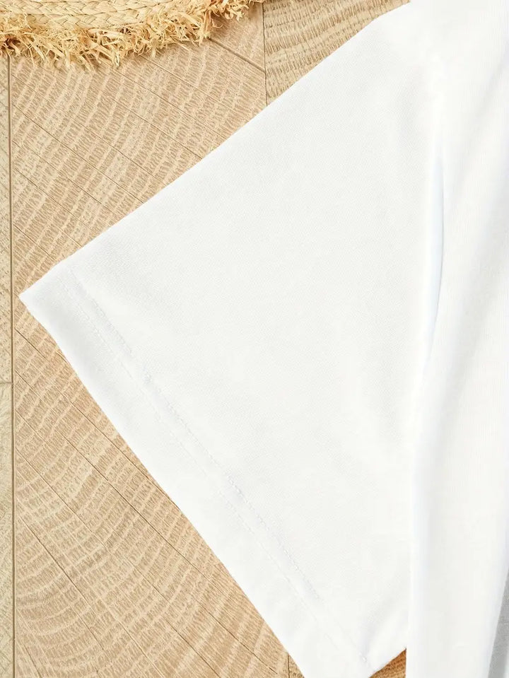 Women's White Floral Print Round Neck T-Shirt | Short Sleeve