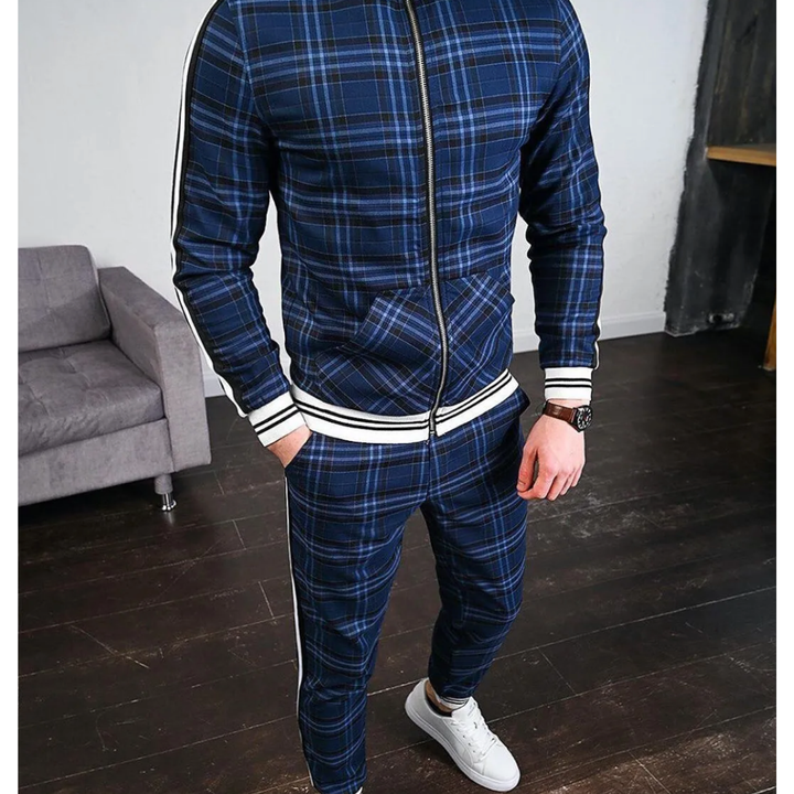 Men's Long Sleeve Two Piece Tracksuit Set | Zip Up