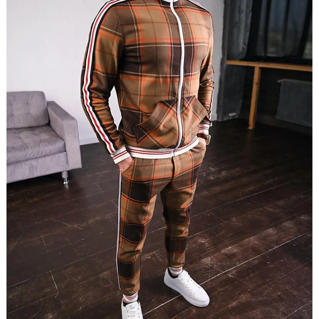 Men's Long Sleeve Two Piece Tracksuit Set | Zip Up