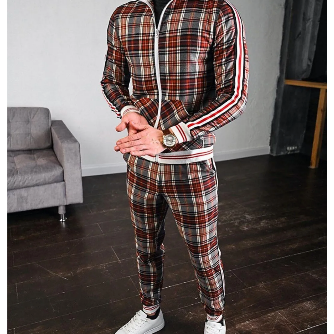 Men's Long Sleeve Two Piece Tracksuit Set | Zip Up