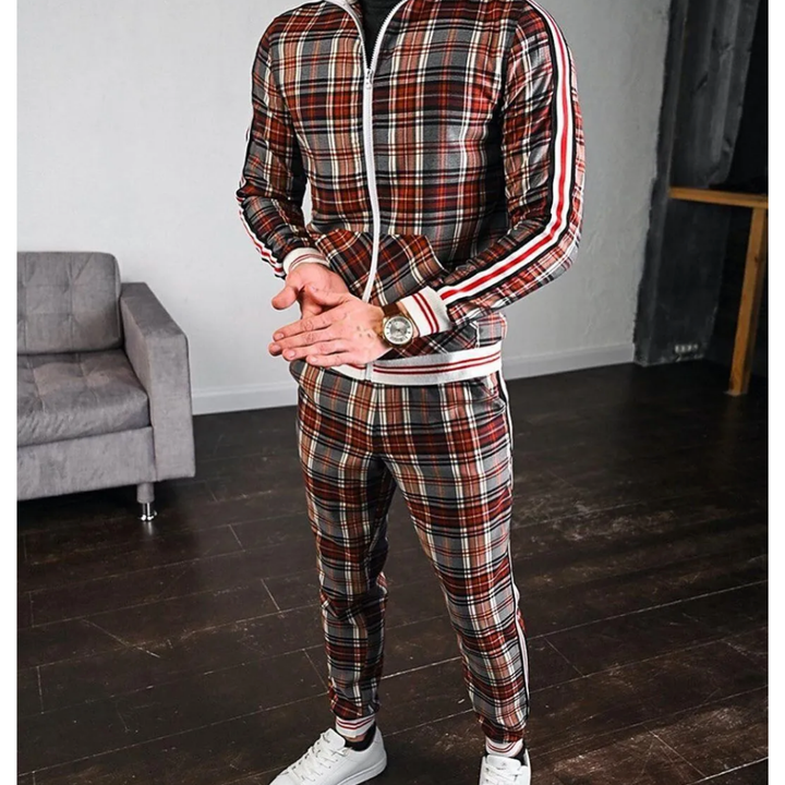 Men's Long Sleeve Two Piece Tracksuit Set | Zip Up