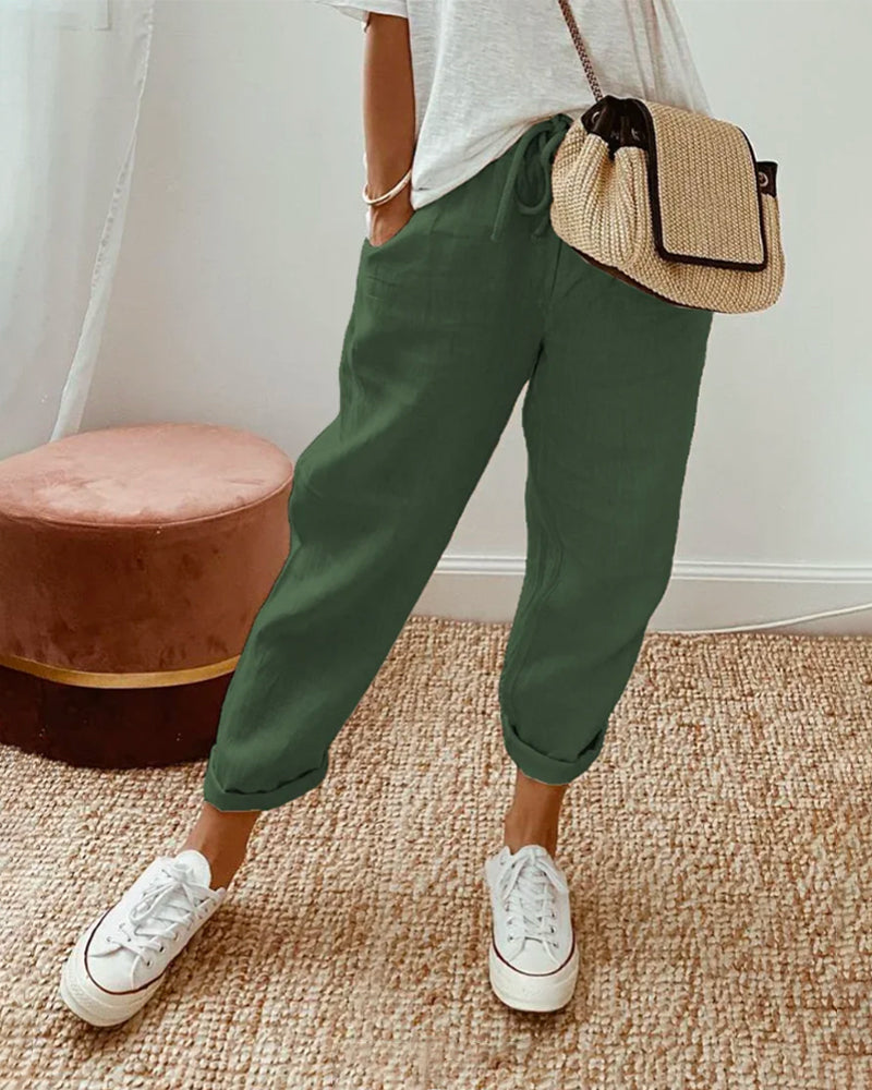 Women's Straight Leg Drawstring Pants | Casual