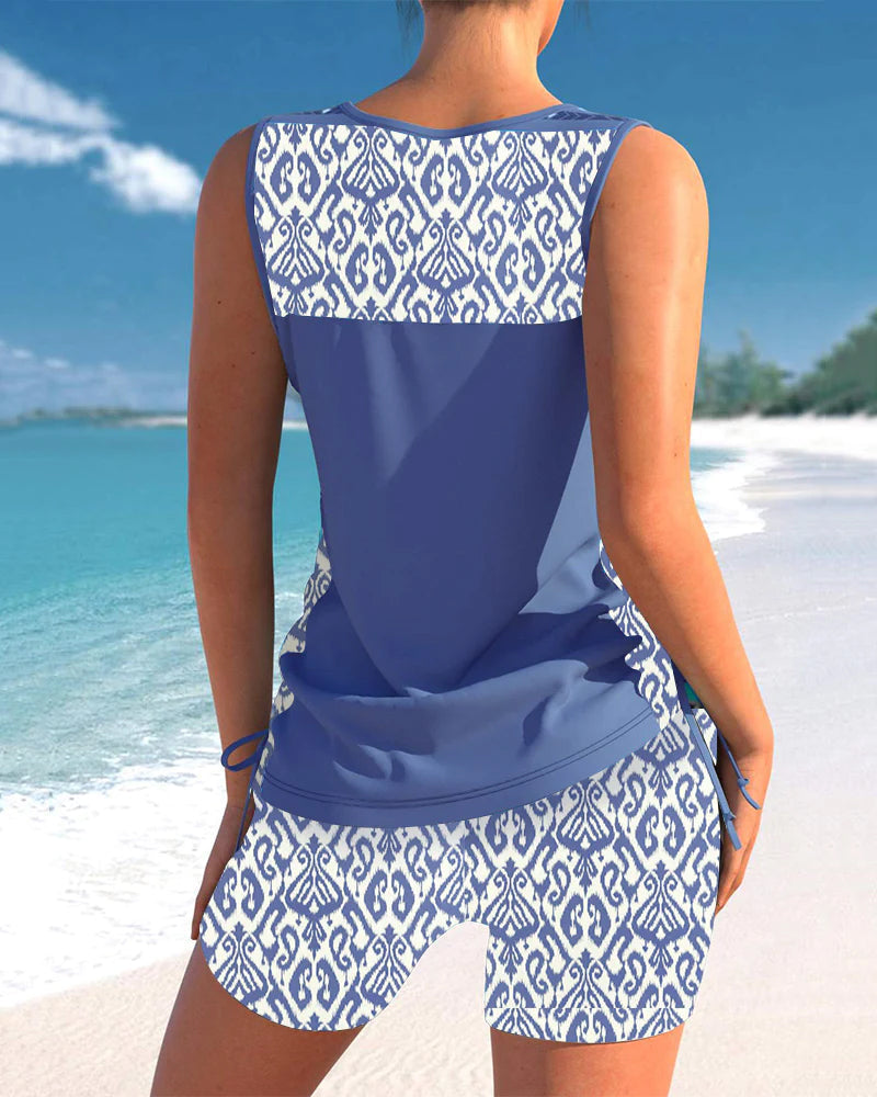 Women's Geometric V-neck Tankini
