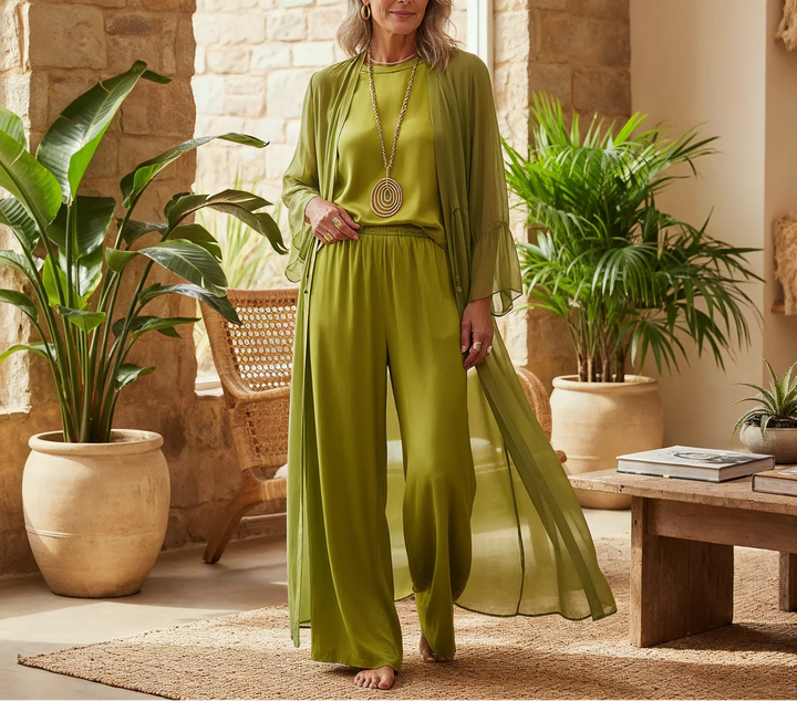 Women's Three Piece Set | with Long Cardigan