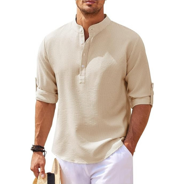 Men's Half-Button Shirt | Stand-up Collar