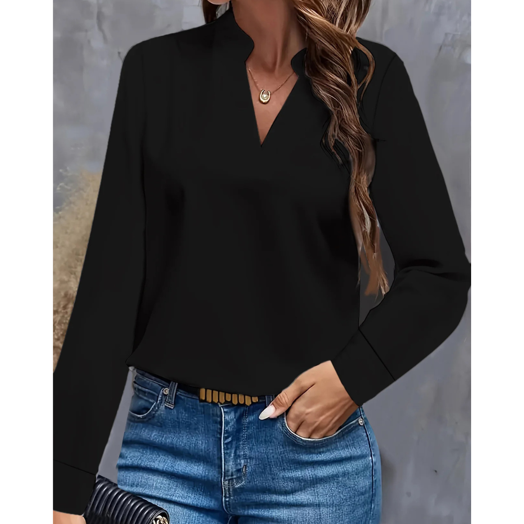 Women's Long Sleeve Formal Blouse | V Neck