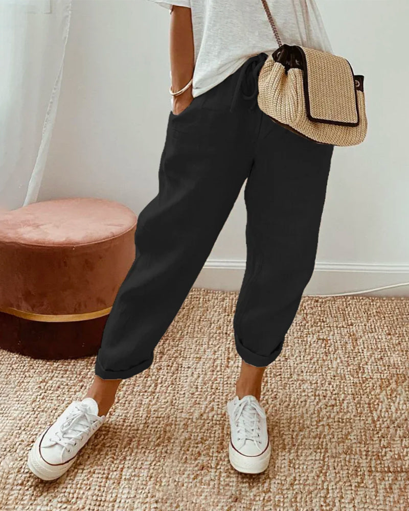Women's Straight Leg Drawstring Pants | Casual