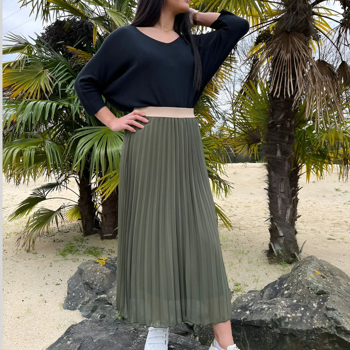 Women's High Waist Pleated Skirt | Maxi