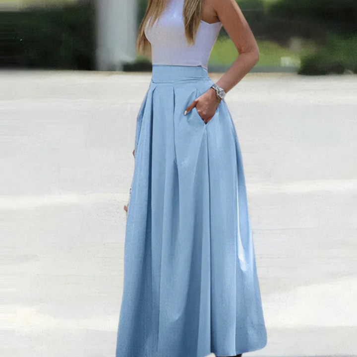 Women's Pleated High Waisted A Line Skirt | Maxi