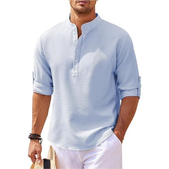 Men's Half-Button Shirt | Stand-up Collar