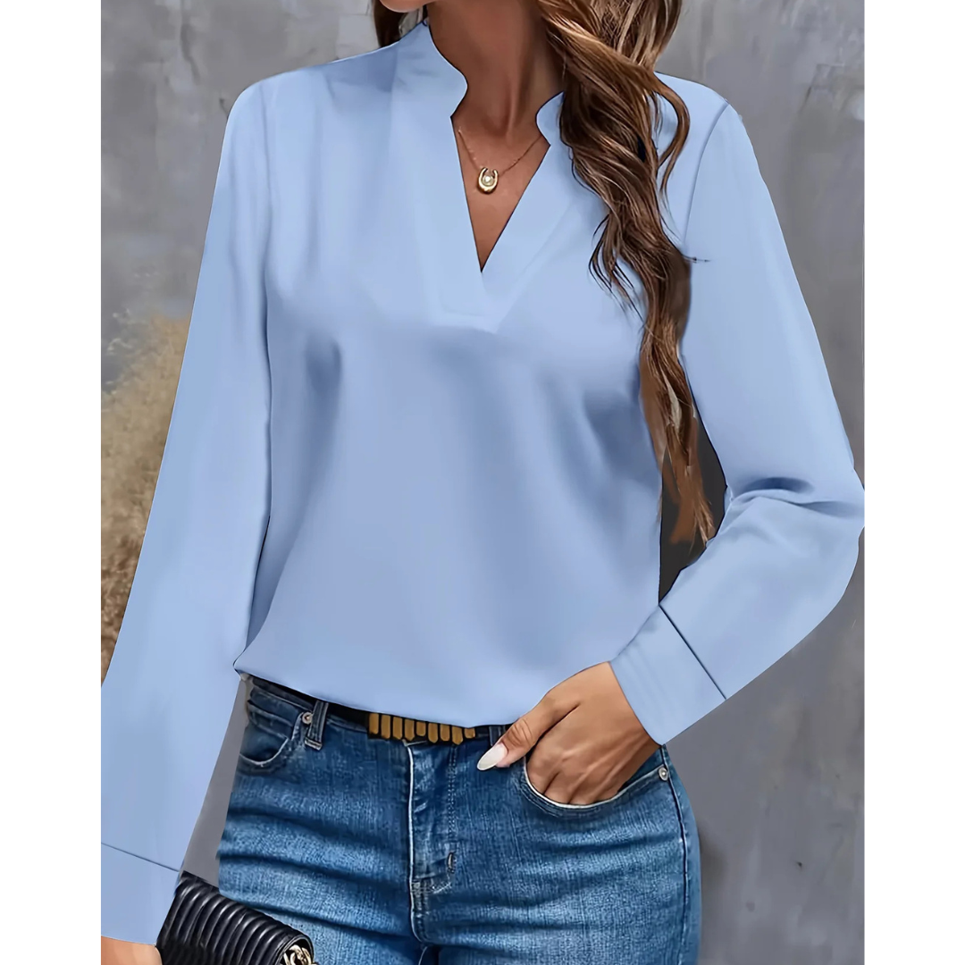 Women's Long Sleeve Formal Blouse | V Neck