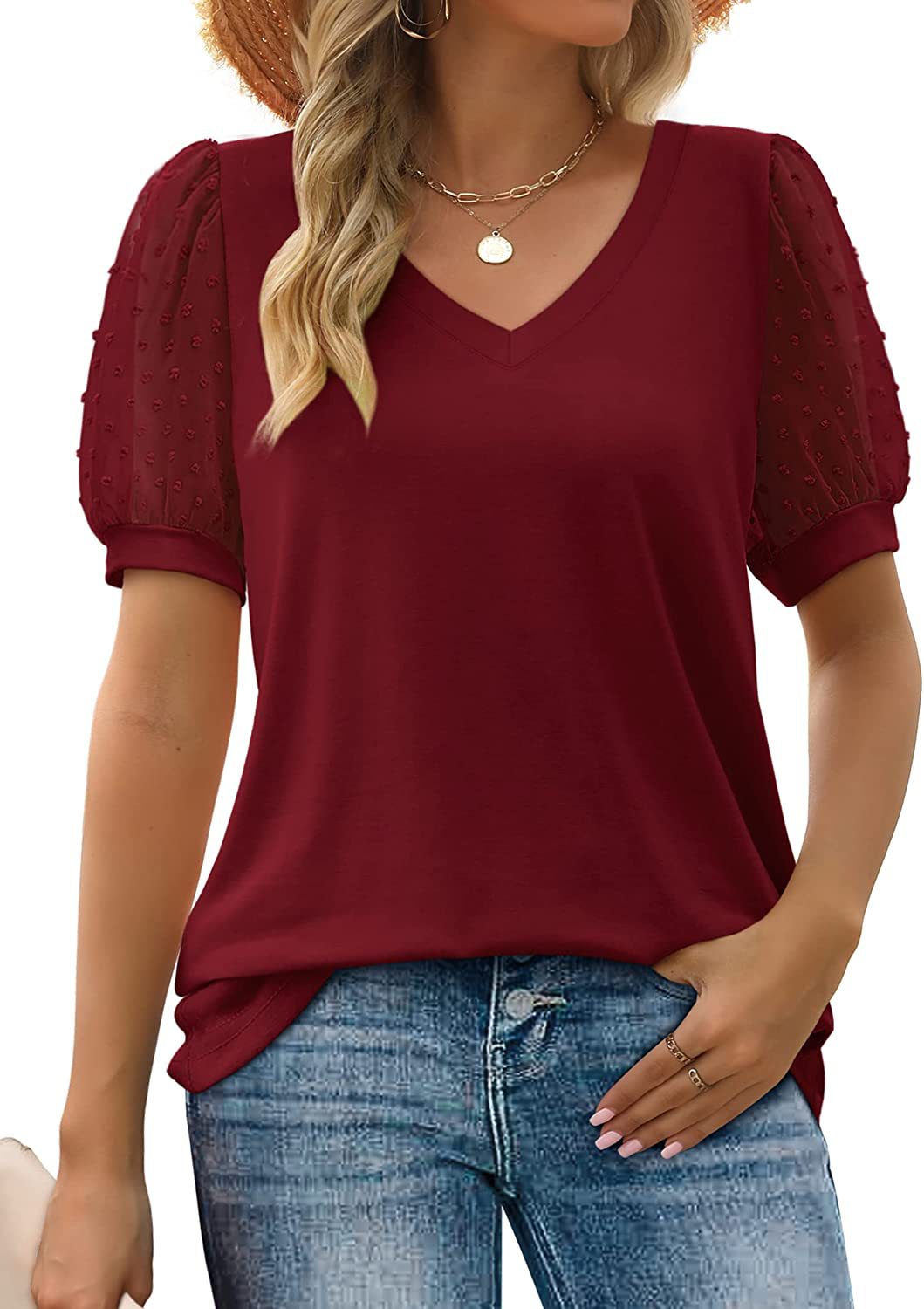 Women's Stylish V-Neck Casual Top | Short Sleeve