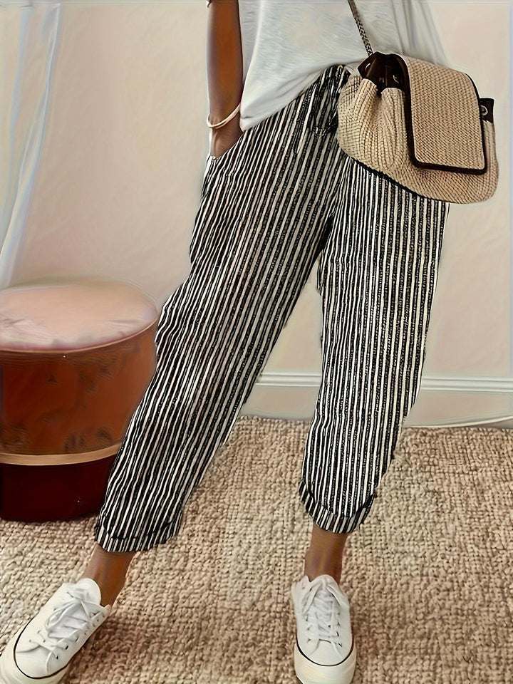 Women's Loose Fit Casual Pants | Striped