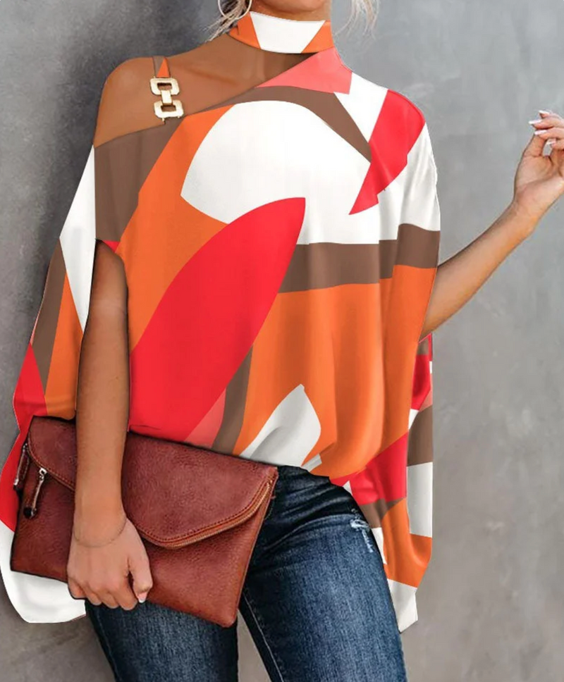 Women's Stylish Oversized Asymmetrical Halter Top | with Batwing Sleeve