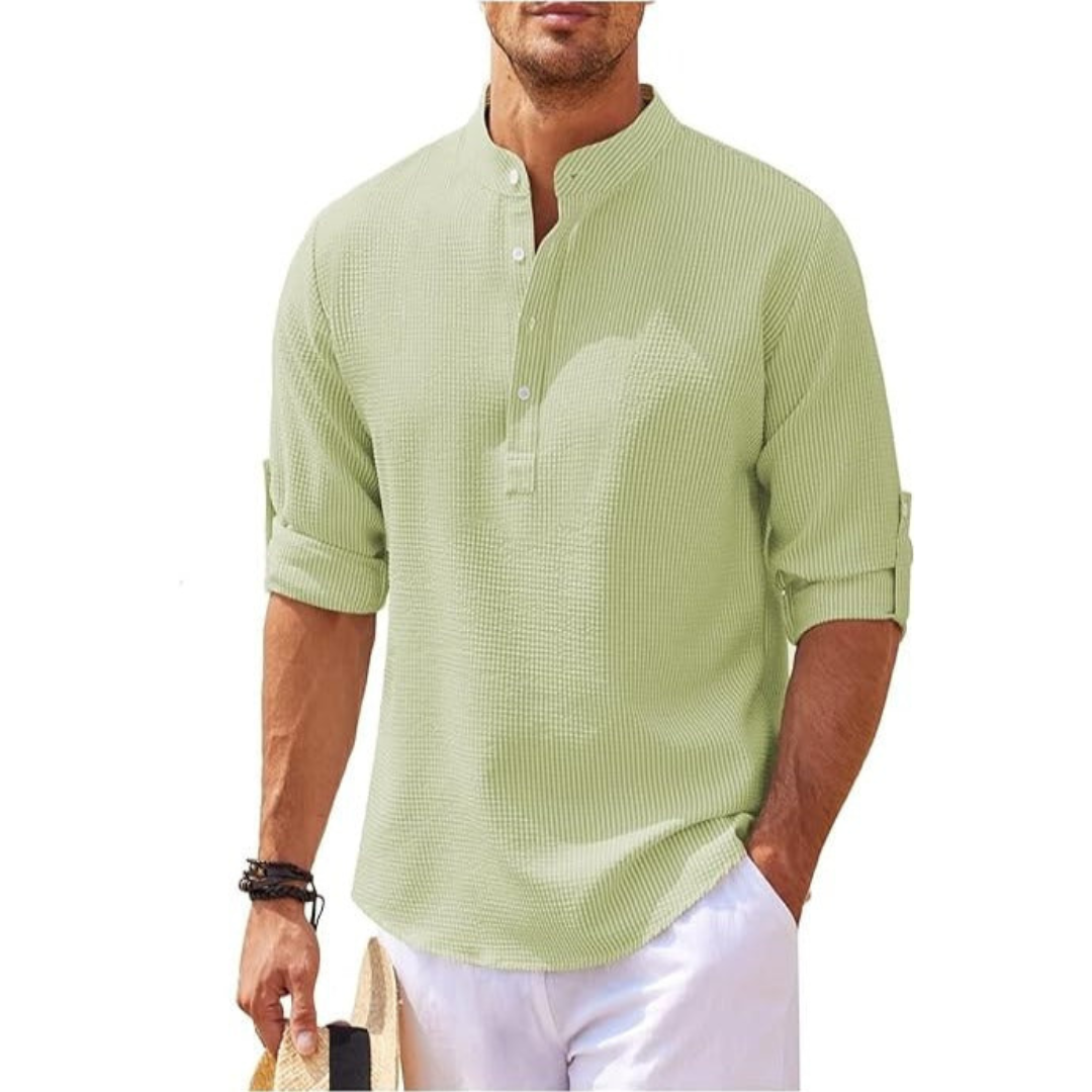 Men's Half-Button Shirt | Stand-up Collar