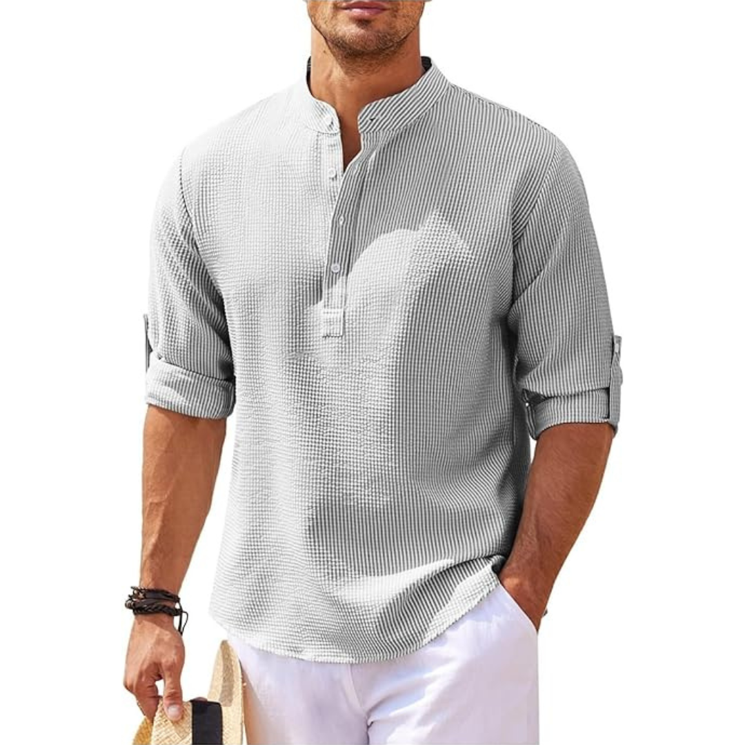 Men's Half-Button Shirt | Stand-up Collar