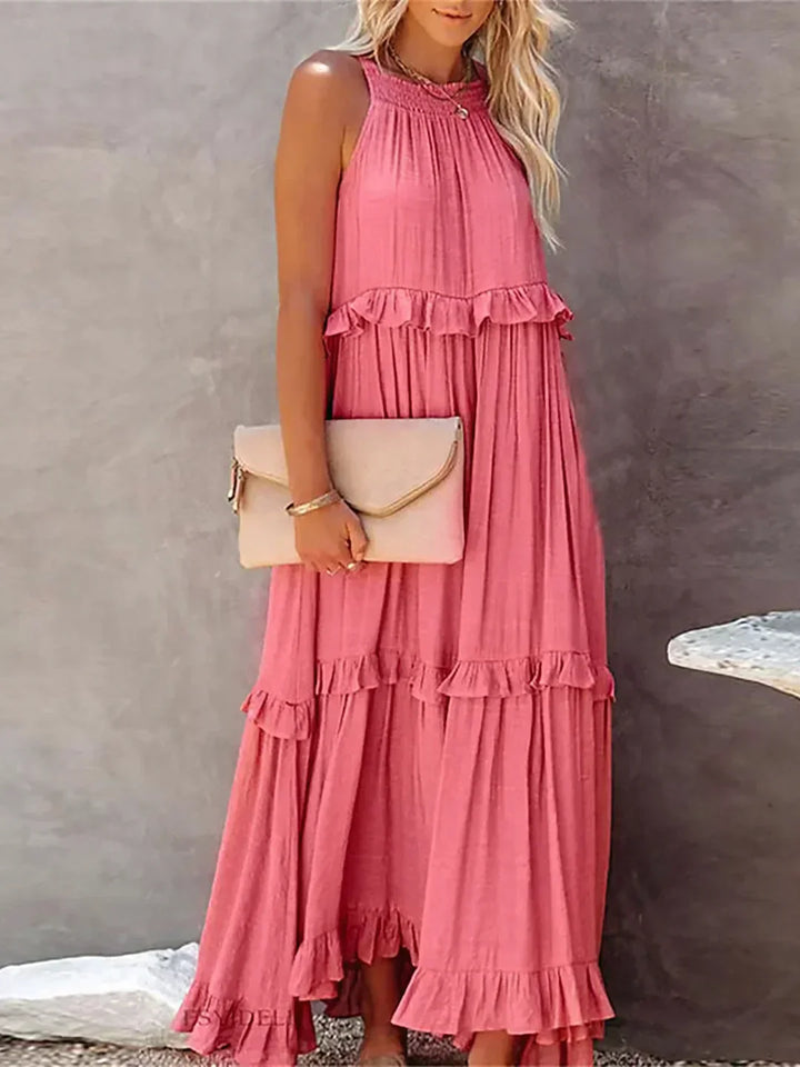 Women's Halter Summer Dress with Ruffles | Maxi