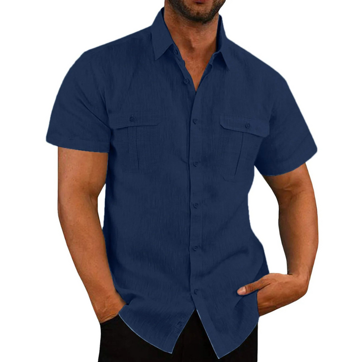 Men’s Short Sleeve Button-Up Shirt | Double Pocket